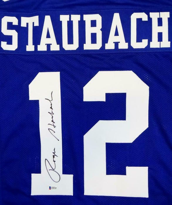 Roger Staubach Autographed Blue Stat5 Pro Style Jersey (BAS COA)