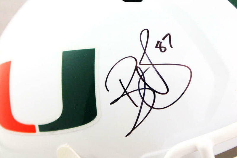 Reggie Wayne Miami Hurricanes Signed F/S Speed Helmet (BAS COA)