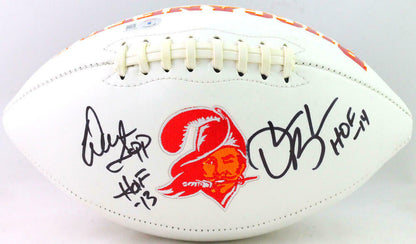 Warren Sapp/Derrick Brooks Tampa Bay Buccaneers Signed Buccaneers Logo Football with HOF *Black (BAS COA)