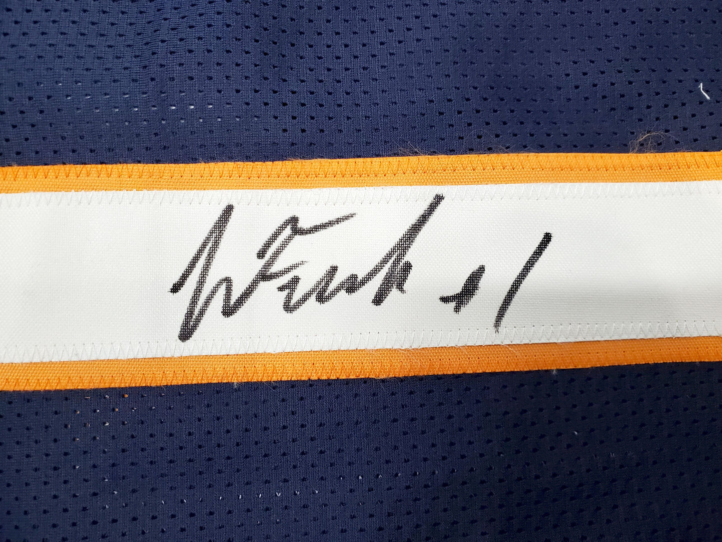 CHICAGO BEARS JUSTIN FIELDS AUTOGRAPHED BLUE JERSEY BECKETT BAS QR 195180