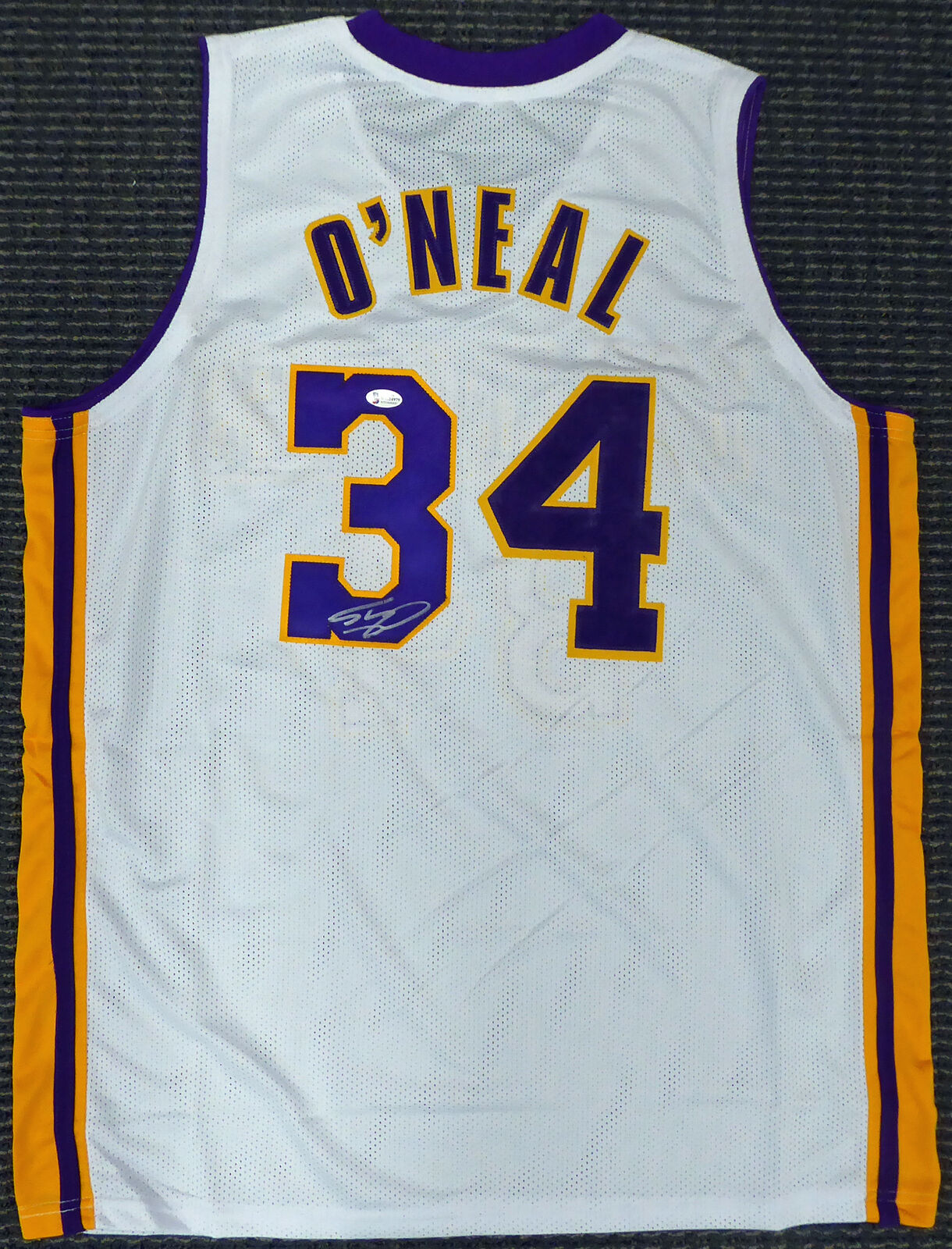 SHAQUILLE O'NEAL LOS ANGELES LAKERS AUTOGRAPHED WHITE JERSEY SIGNED ON #3 191133 (BAS COA)