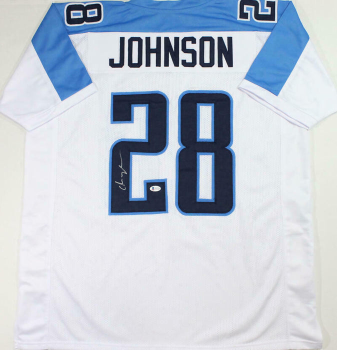 Chris Johnson Tennessee Titans Signed White Pro Style Jersey *2 (BAS COA)