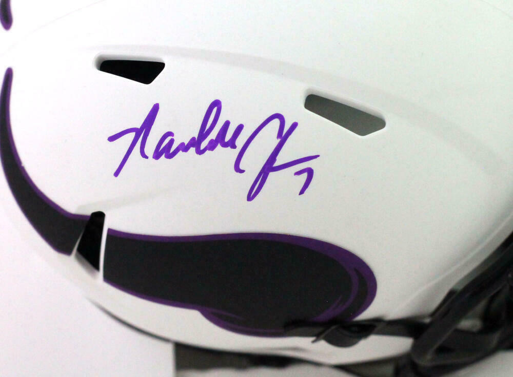 Randall Cunningham Minnesota Vikings Signed Eagles Lunar Speed Mini Helmet *Purple (BAS COA)