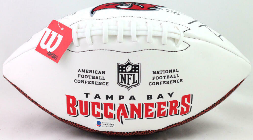 Devin White Tampa Bay Buccaneers Signed Tampa Bay Bucs Wilson Logo Football with Insc (BAS COA)