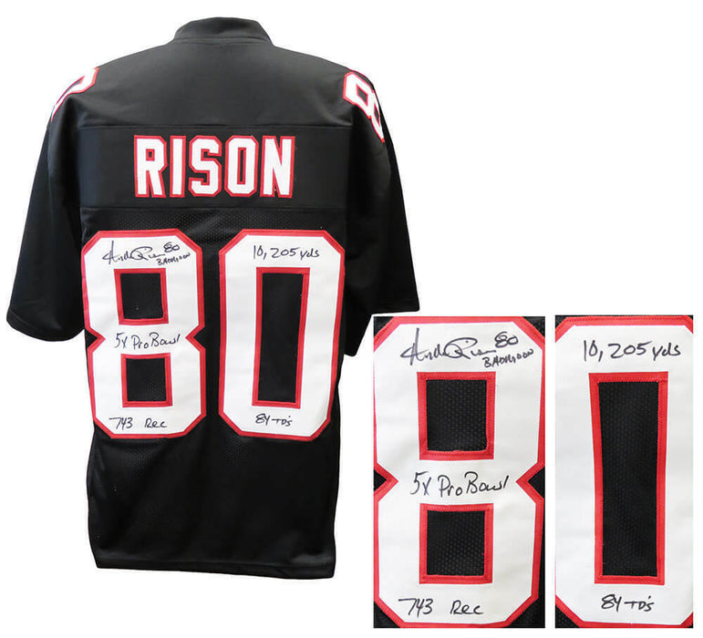 Andre Rison Signed Black Throwback Custom Football Jersey w/5-INS (SS COA)