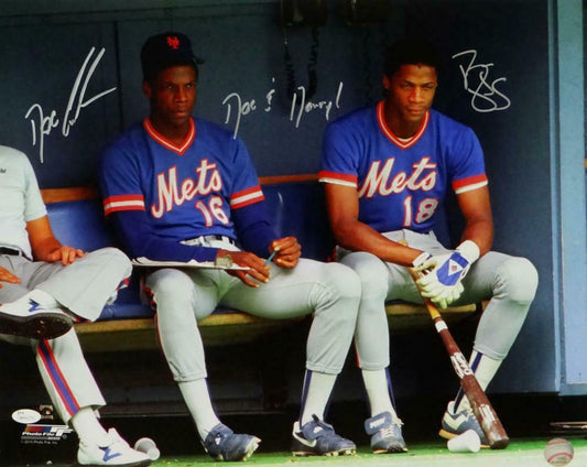 Doc Gooden/Darryl Strawberry New York Mets Autographed 16x20 On Bench PF Photo- (JSA COA)