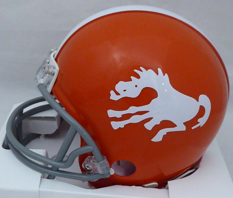 STEVE ATWATER DENVER BRONCOS AUTOGRAPHED BRONCOS THROWBACK ORANGE MINI HELMET 178096 (BAS COA)