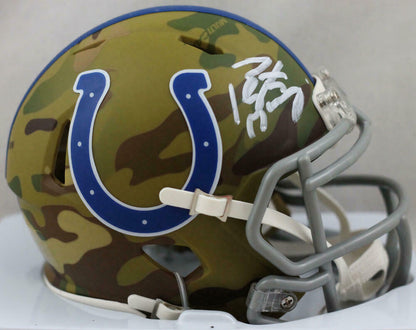 Peyton Manning Indianapolis Colts Signed Camo Speed Mini Helmet (FAN COA)