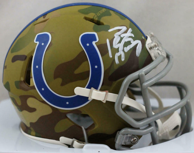 Peyton Manning Indianapolis Colts Signed Camo Speed Mini Helmet (FAN COA)