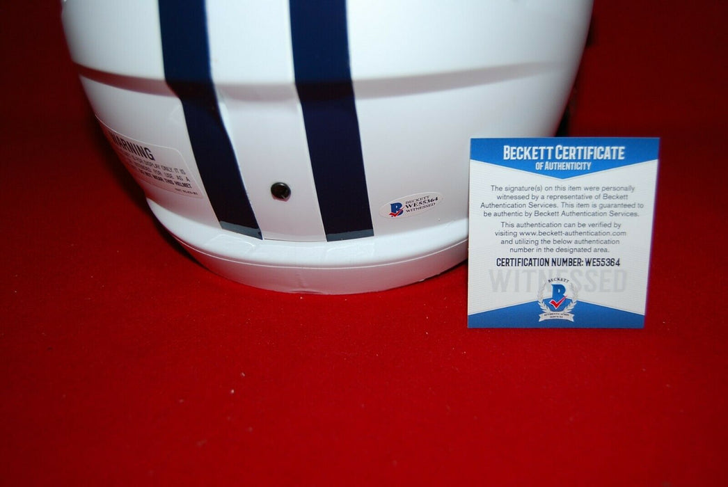 TONY ROMO Dallas Cowboys signed Flat White Full Size Helmet (BAS COA)