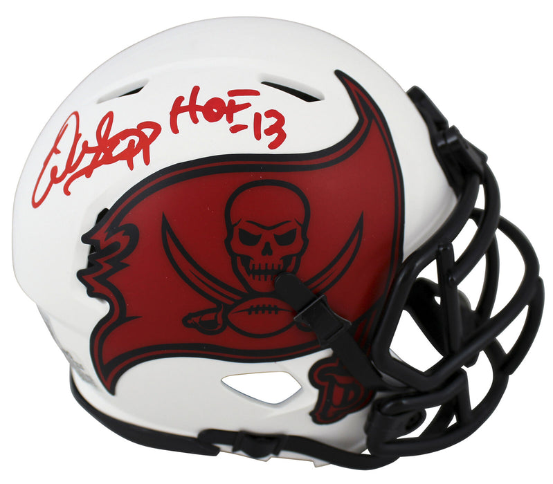 Warren Sapp Tampa Bay Buccaneers Signed "HOF 13" Lunar Speed Mini Helmet (BAS COA)