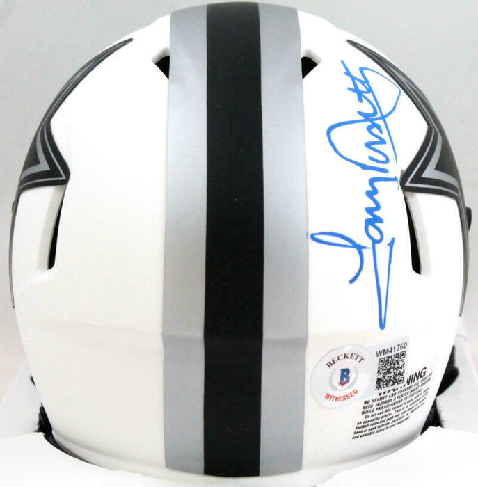 Tony Dorsett Autographed Dallas Cowboys Lunar Speed Mini Helmet- (BAS COA)