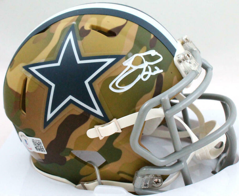 Emmitt Smith Autographed Dallas Cowboys Camo Speed Mini Helmet - (BAS COA)