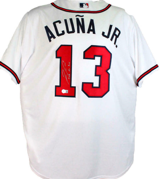 RONALD ACUNA JR. Signed Majestic Throwback Braves Jersey Autographed (JSA  COA)