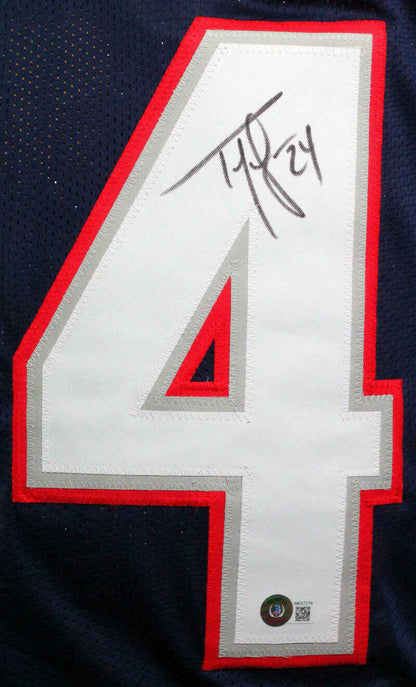 Ty Law New England Patriots Autographed Blue Pro Style STAT Jersey- (BAS COA)