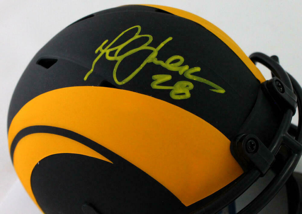 Marshall Faulk Los Angeles Rams Signed LA Rams Eclipse Mini Helmet *Yellow BAS COA (St. Louis)