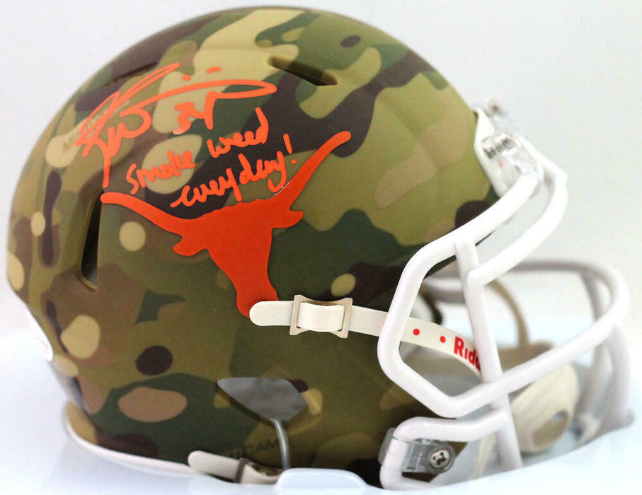 Ricky Williams Texas Longhorns Signed Camo Mini Helmet w/SWED (BAS COA)