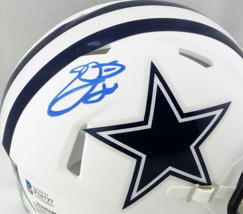 Emmitt Smith Dallas Cowboys Signed Flat White Mini Helmet (BAS COA)