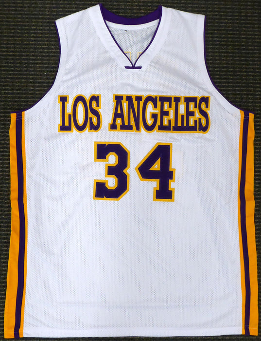 SHAQUILLE O'NEAL LOS ANGELES LAKERS AUTOGRAPHED WHITE JERSEY SIGNED ON #3 191133 (BAS COA)