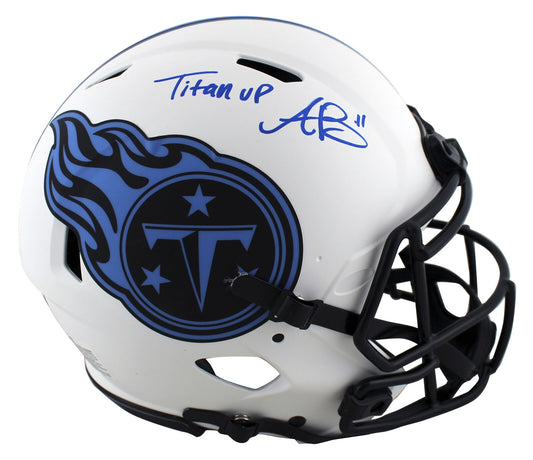 A.J. Brown Tennessee Titans Signed "Titan Up" Lunar Full Size Speed Proline Helmet (BAS COA), , 