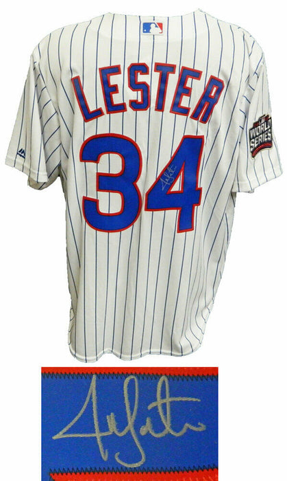 JON LESTER Chicago Cubs Signed 2016 World Series Majestic Jersey (SS COA)