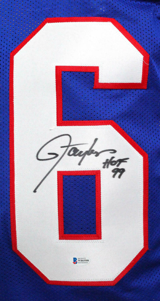 Giants Lawrence Taylor HOF 99 Signed White Mitchell & Ness Jersey BAS  Witness