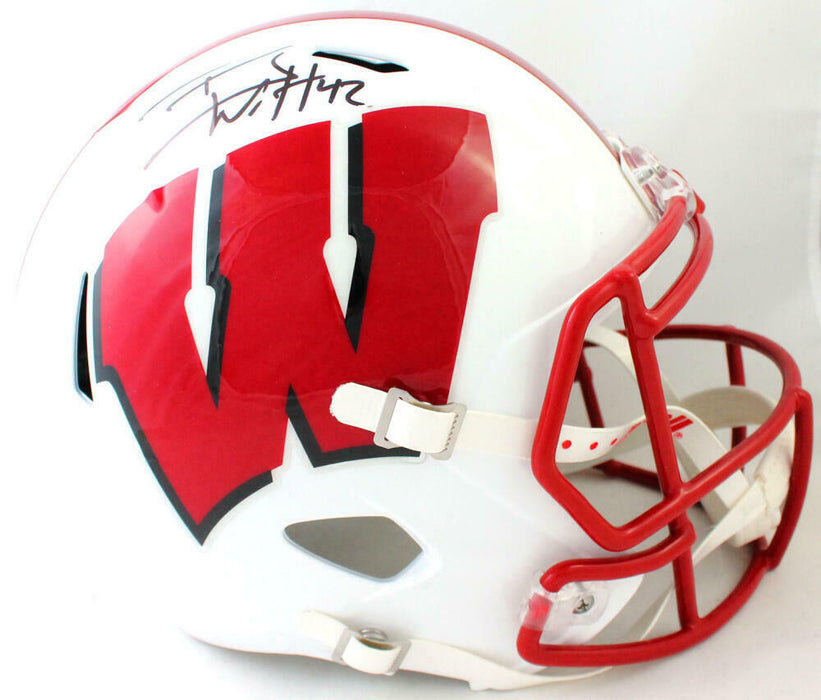 TJ Watt Wisconsin Badgers Signed Speed Helmet (BAS COA)