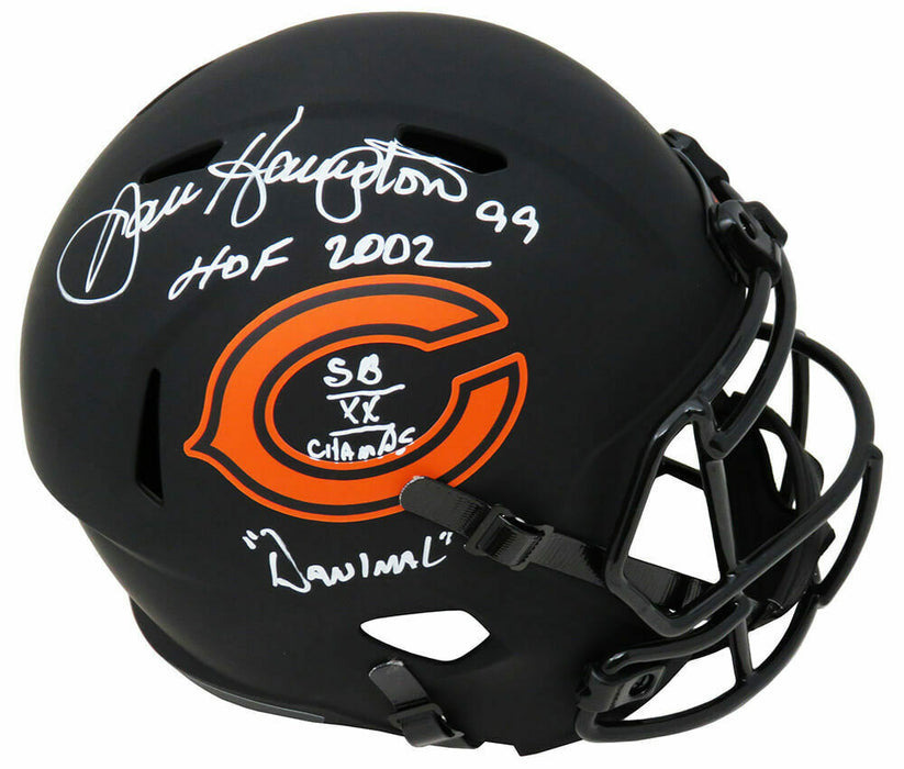 Dan Hampton Chicago Bears Signed Eclipse Riddell F/S Speed Rep Helmet w/3 Insc (SS COA)