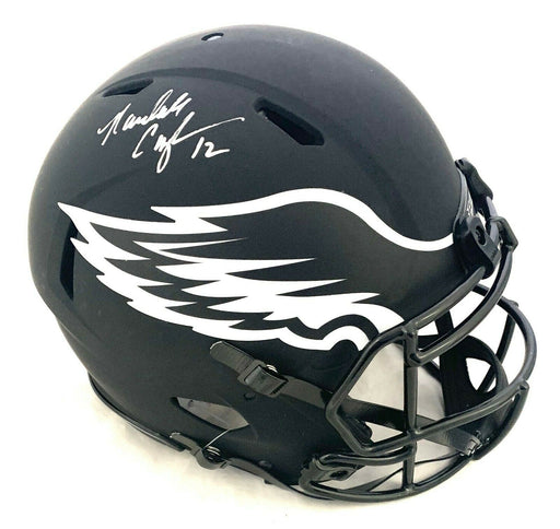 Jalen Hurts Autographed Philadelphia Eagles Black Full Size Replica Speed Helmet  2022 Alt Color Beckett BAS Witness Stock #217987 - Mill Creek Sports