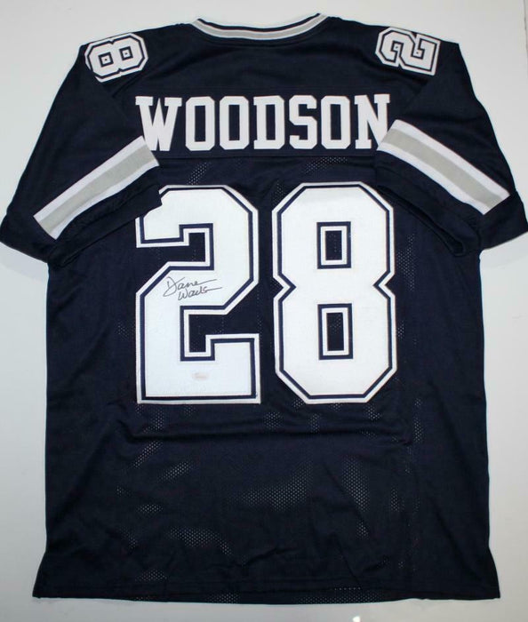 Darren Woodson Autographed Dallas Cowboys Blue Dbl Stitch Pro Style Jersey *2- (JSA COA)