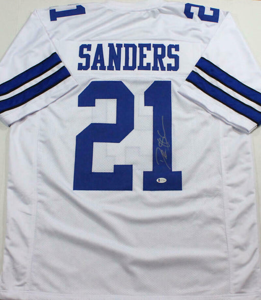 Deion Sanders Dallas Cowboys Autographed White Pro Style Jersey- (BAS —  Ultimate Autographs