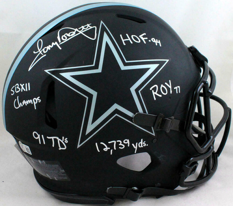 Tony Dorsett Signed Dallas Cowboys F/S Eclipse Speed Authentic Helmet w/ 5 Insc-(BAS COA)