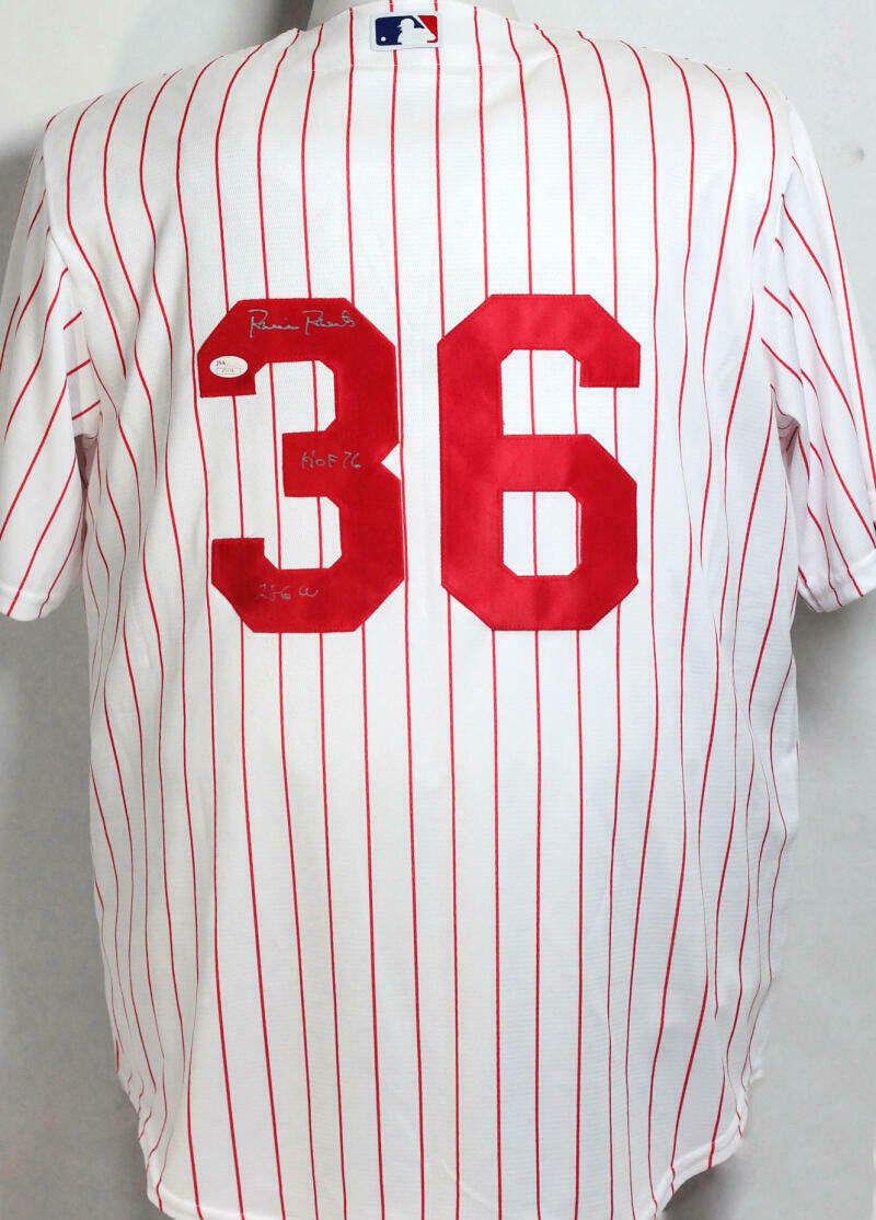Robin Roberts Philadelphia Phillies Signed Phillies Pinstripe Majestic Jersey with 2 Insc *3 (JSA COA)