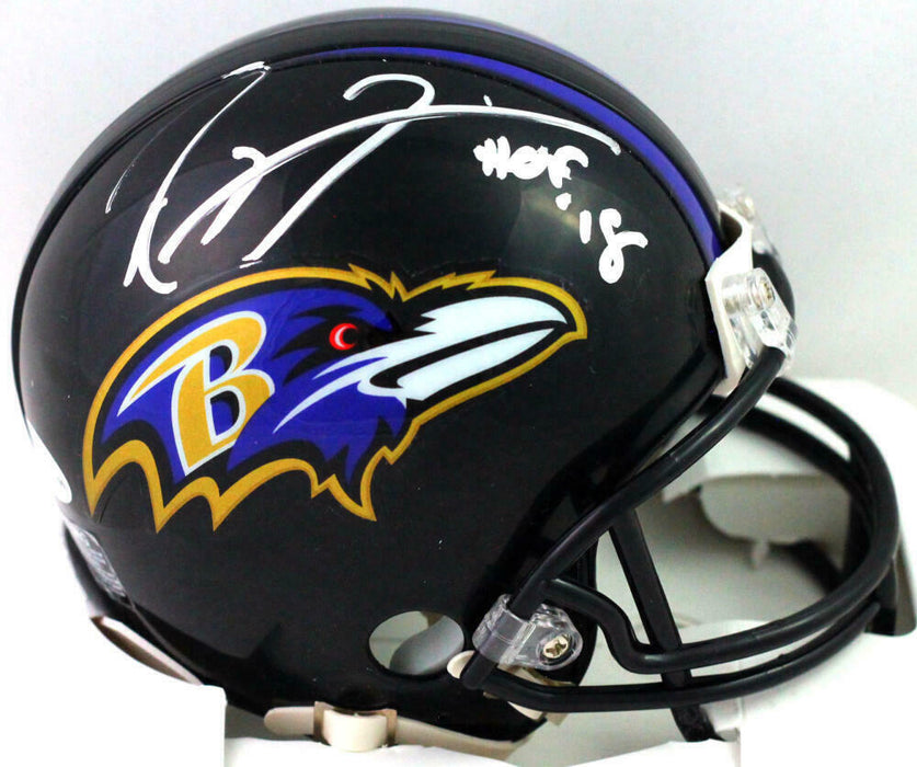 Ray Lewis Baltimore Ravens Signed Mini Helmet w/ HOF (BAS COA)