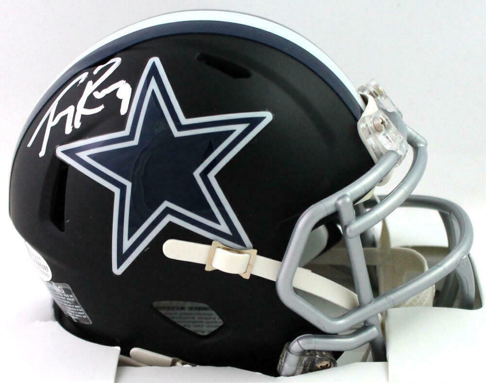 Tony Romo Signed Cowboys Flat Black Speed Mini Helmet -(BAS COA)