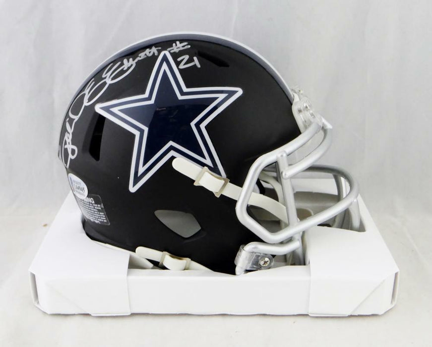 Ezekiel Elliott Autographed Dallas Cowboys Flat Black Mini Helmet- (BAS COA)
