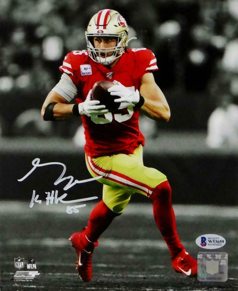 George Kittle San Francisco 49ers Signed SF 49ers 8x10 BW Spotlight PF Photo (BAS COA)