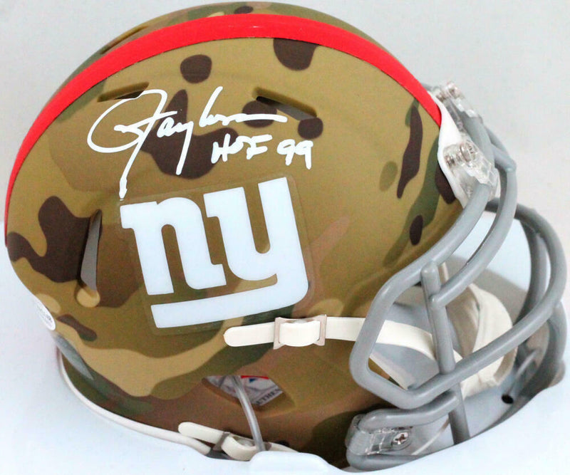 Lawrence Taylor New York Giants Signed NY Giants Camouflage Mini Helmet with HOF *White (BAS COA)