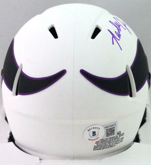 Randall Cunningham Minnesota Vikings Signed Eagles Lunar Speed Mini Helmet *Purple (BAS COA)