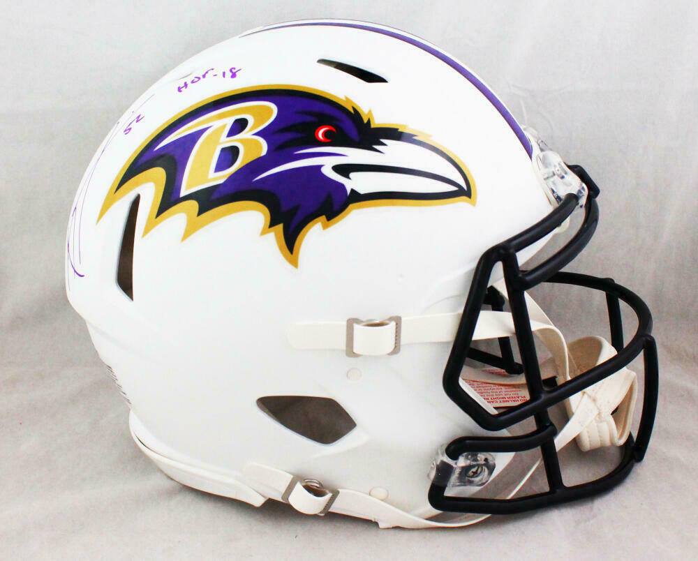 Ray Lewis Signed Baltimore Ravens Flat White Authentic Helmet HOF