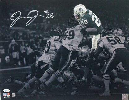 Josh Jacobs Oakland Raiders Signed Raiders 16x20 BW Spotlight FP Photo BAS COA (Las Vegas)