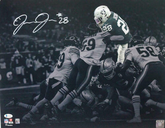 Josh Jacobs Oakland Raiders Signed Raiders 16x20 BW Spotlight FP Photo BAS COA (Las Vegas)