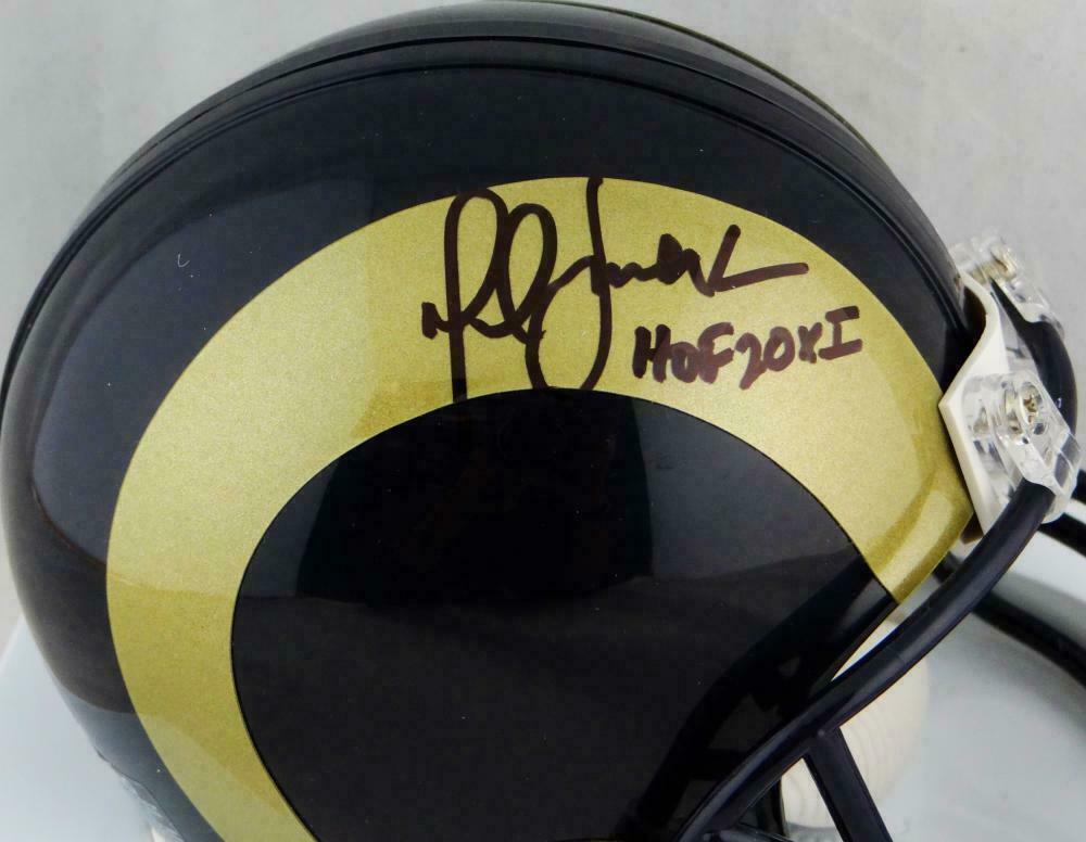 Marshall Faulk Los Angeles Rams Signed St. Louis Rams 00-16 TB Mini Helmet with HOF BAS COA (St. Louis)