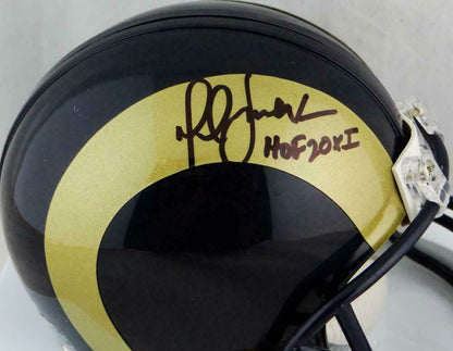 Marshall Faulk Los Angeles Rams Signed St. Louis Rams 00-16 TB Mini Helmet with HOF BAS COA (St. Louis)