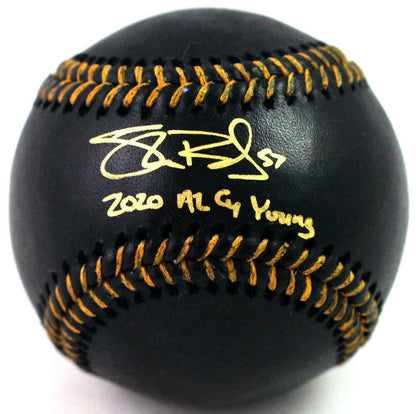Shane Bieber Signed Rawlings OML Black Baseball w/ Insc (BAS COA)