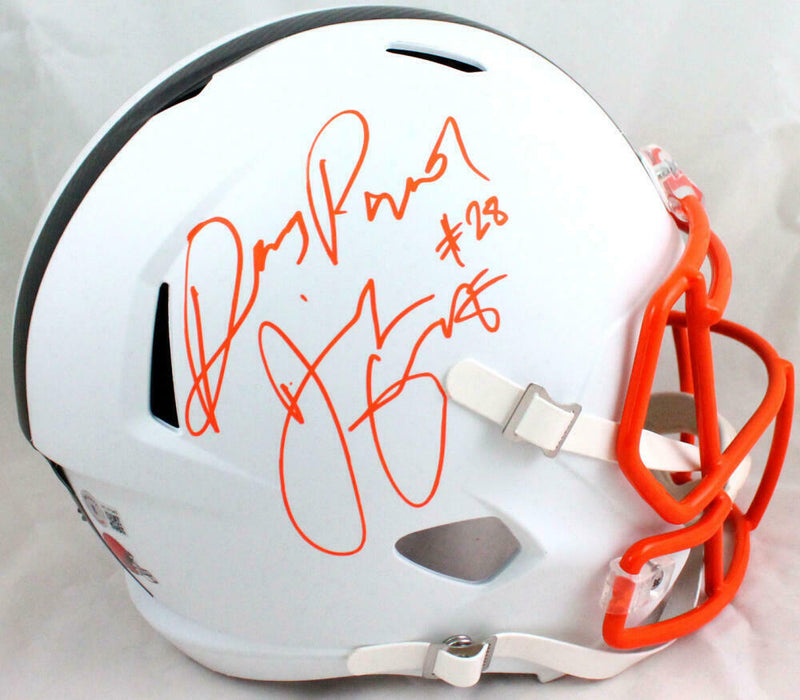 Jeremiah Koramoah Cleveland Browns Signed F/S Flat White Speed Helmet w/Insc (BAS COA)