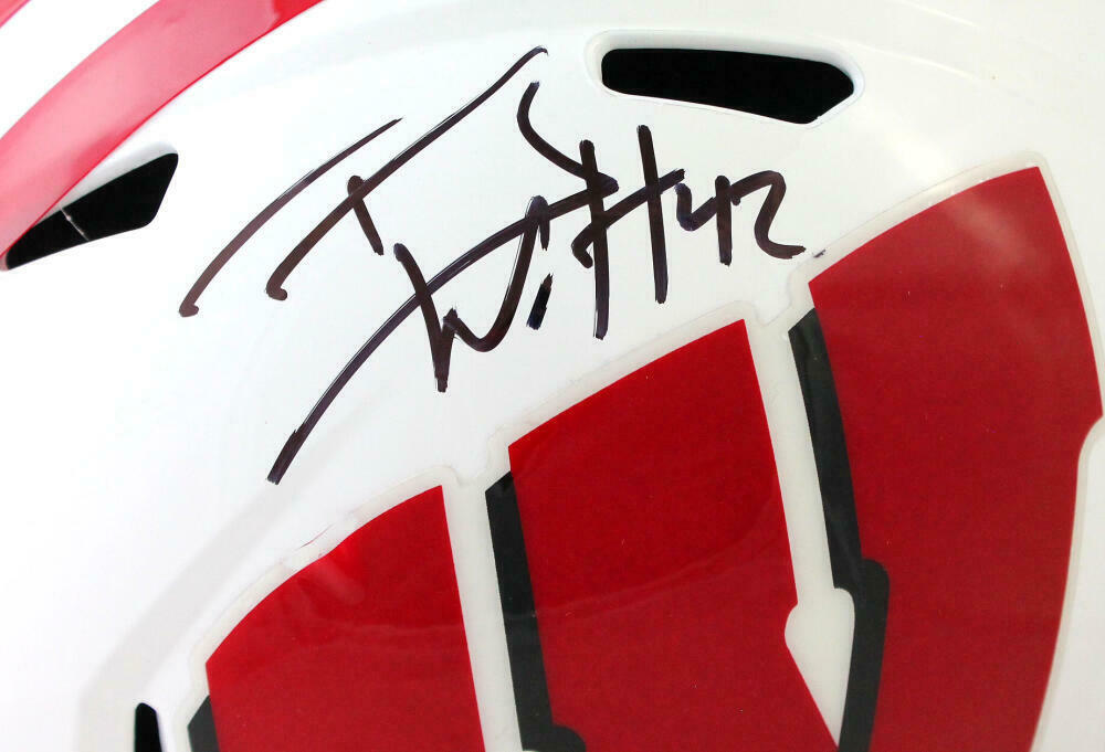 TJ Watt Wisconsin Badgers Signed Speed Helmet (BAS COA) — Ultimate