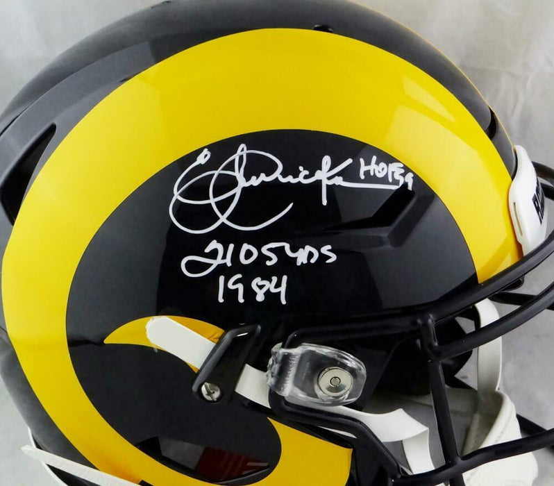 Eric Dickerson Los Angeles Rams Signed LA Rams Full-sized SpeedFlex Helmet with 2 Insc BAS COA (St. Louis)