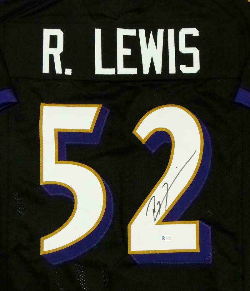 Ray Lewis Autographed Black Pro Style Jersey (BAS COA)