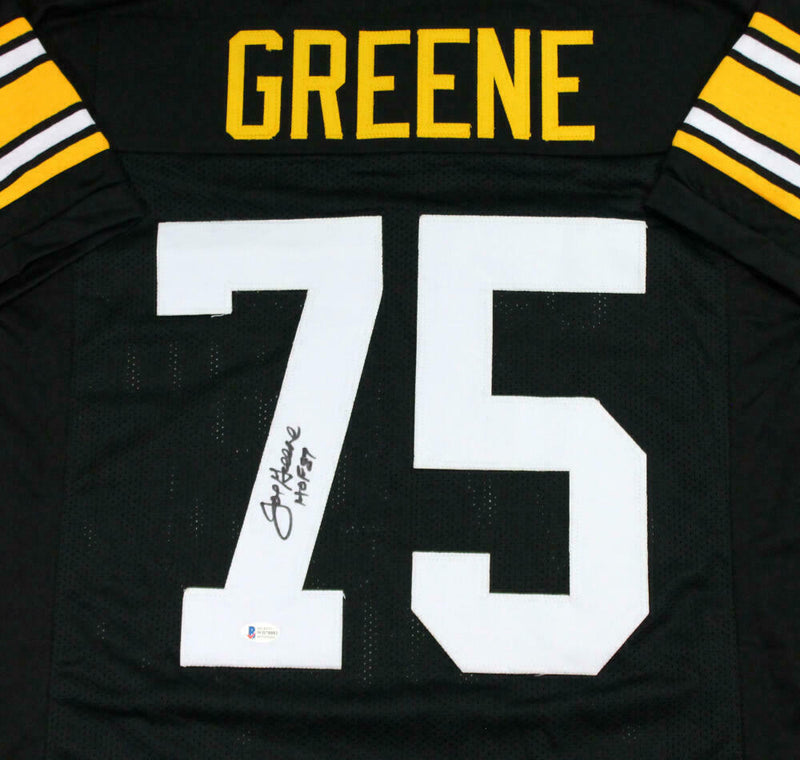 Joe Greene Pittsburgh Steelers Signed Black Pro Style Jersey with HOF (BAS COA)